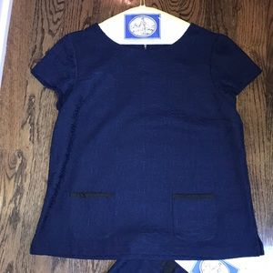 Navy stretch lace top